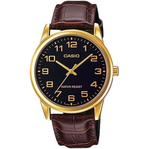 Casio Men's Gold/Black Leather Watch (9670)