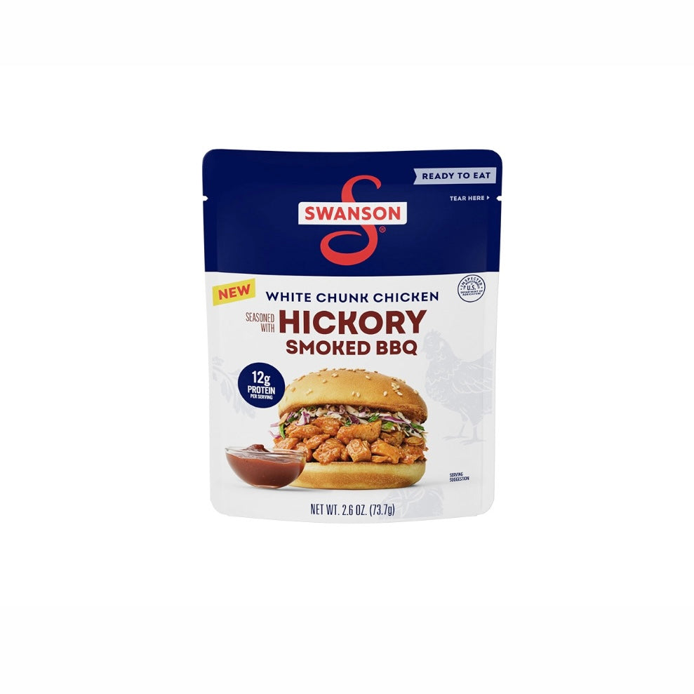 Swanson Hickory Smoked BBQ White Chunk Fully Cooked Chicken Pouch 2.6oz (SHS2612)