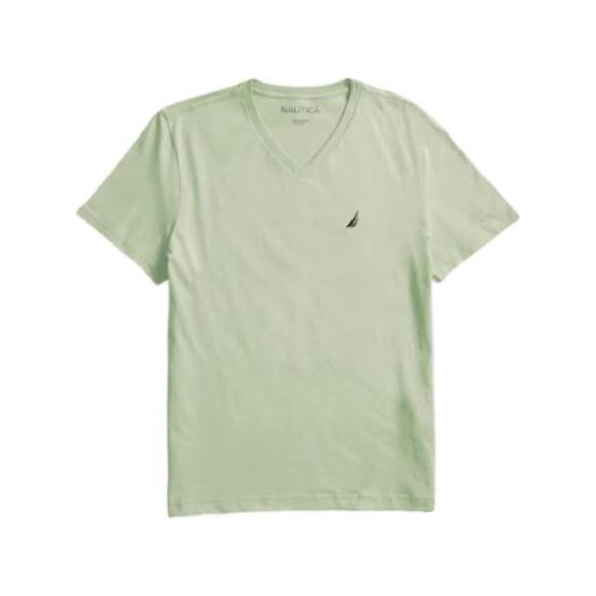 Nautica Solid V Neck T-Shirt Sage Green (232537221)