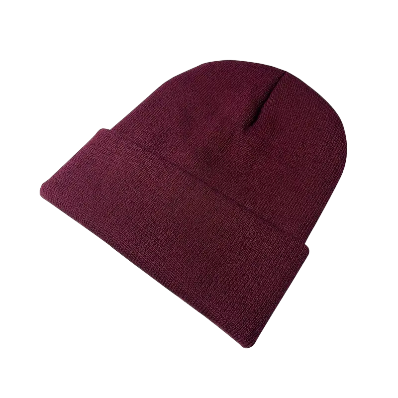 Knitted Beanie Hat Burgundy (Bea-705)