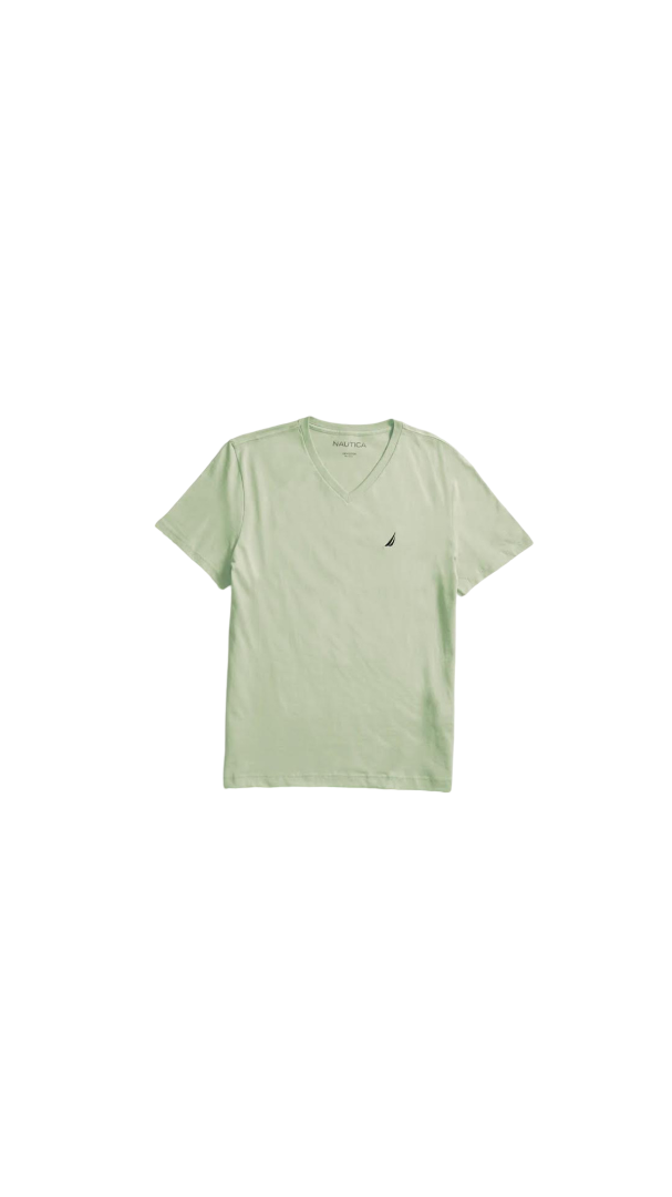 Nautica Solid V Neck T-Shirt Sage Green (232537221)