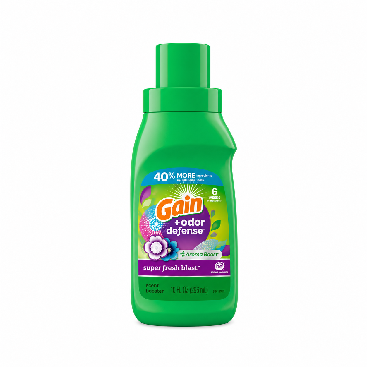 Gain + Odor Defense Liquid Laundry Detergent Super Fresh Blast Scent 10oz (339102)