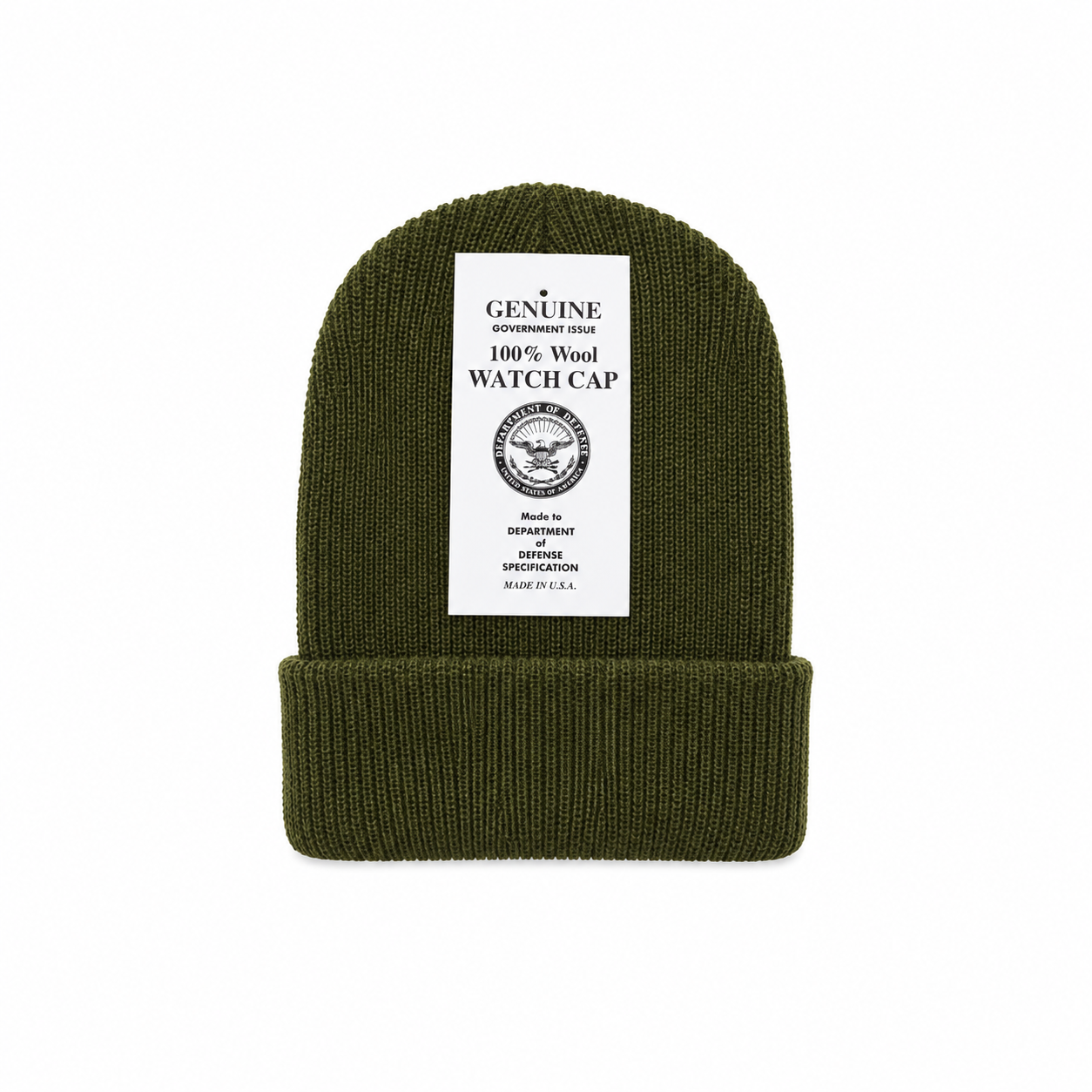 100% Wool Olive Green Winter Beanie Hat