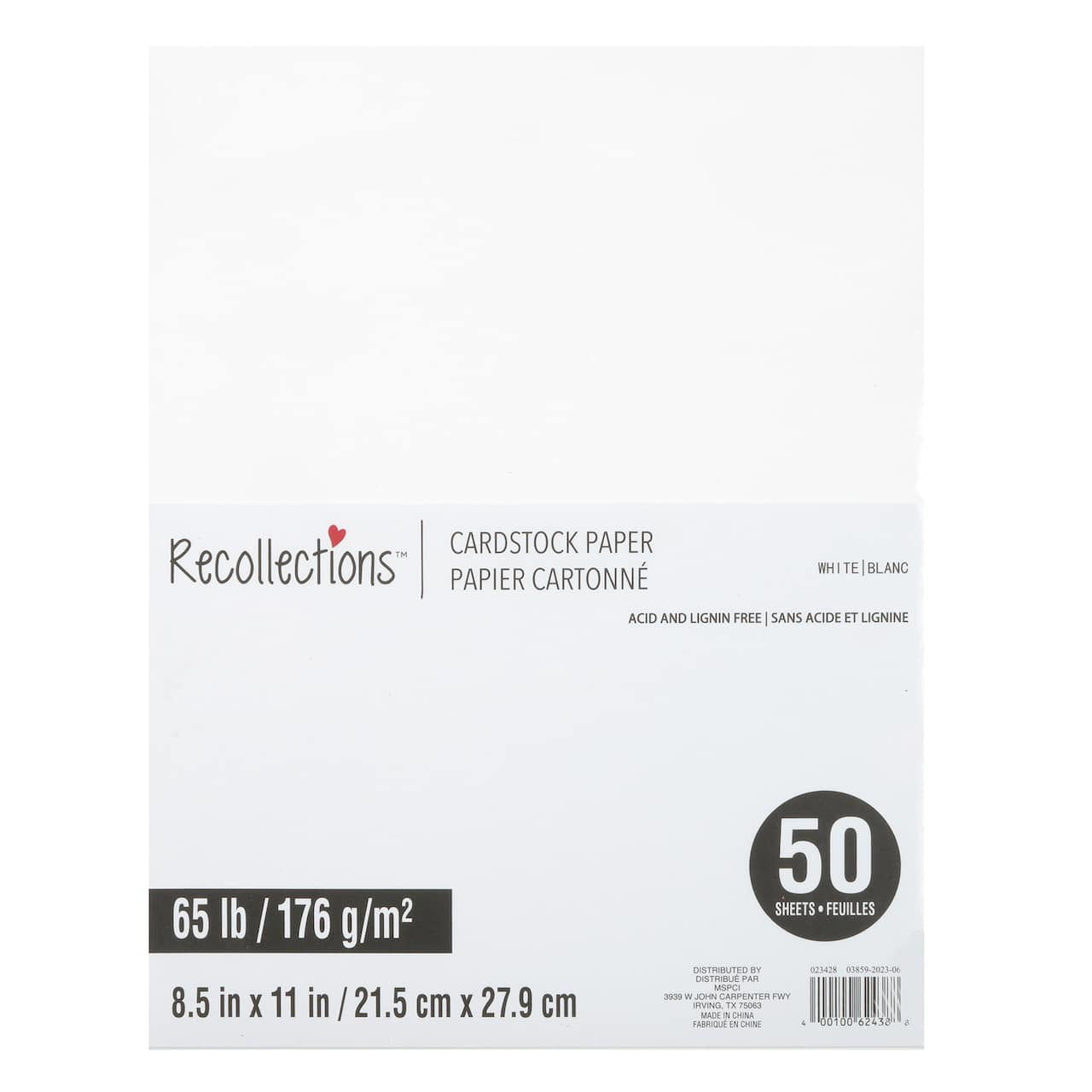 Cardstock Paper White 8.5" x 11" 50pk (MP023428)