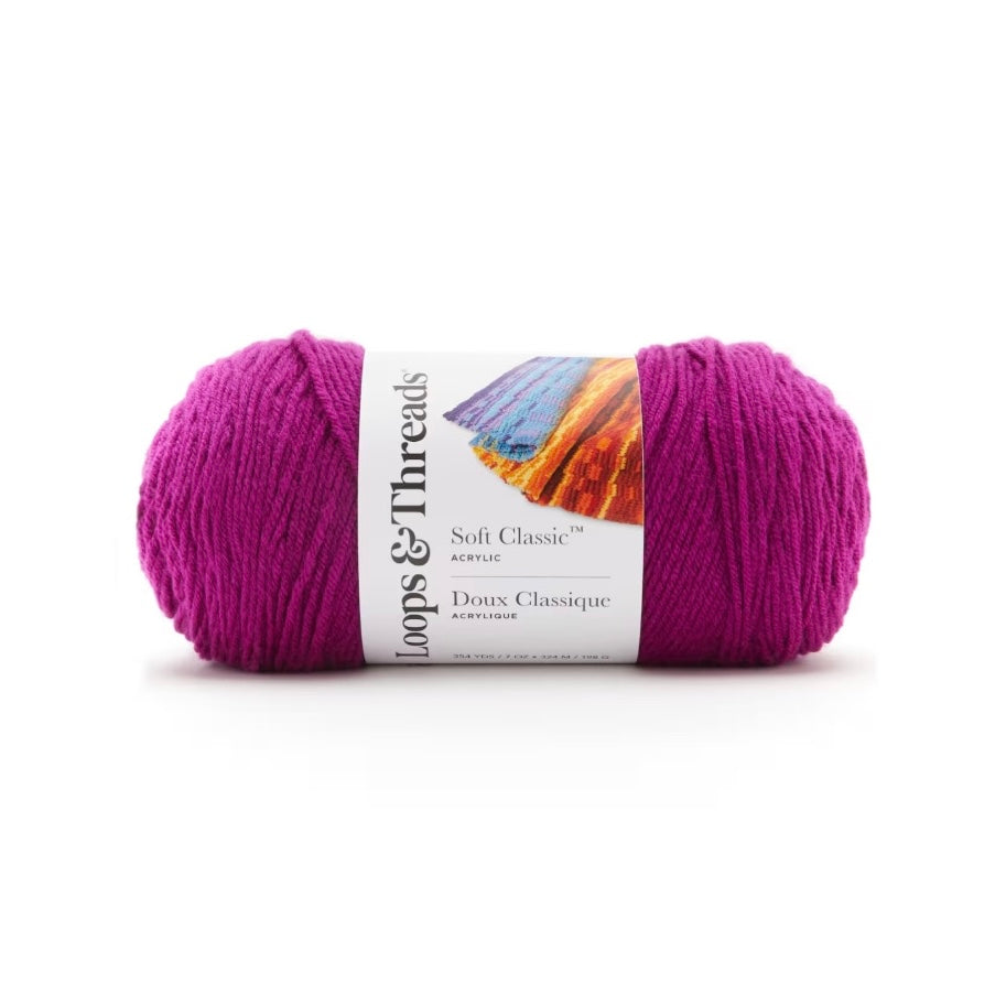 Soft Classic™ Solid Yarn by Loops & Threads ''Raspberry'' (MP632139)
