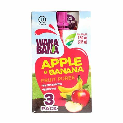 WanaBana Apple & Banana Fruit Puree 3 ct (370149)