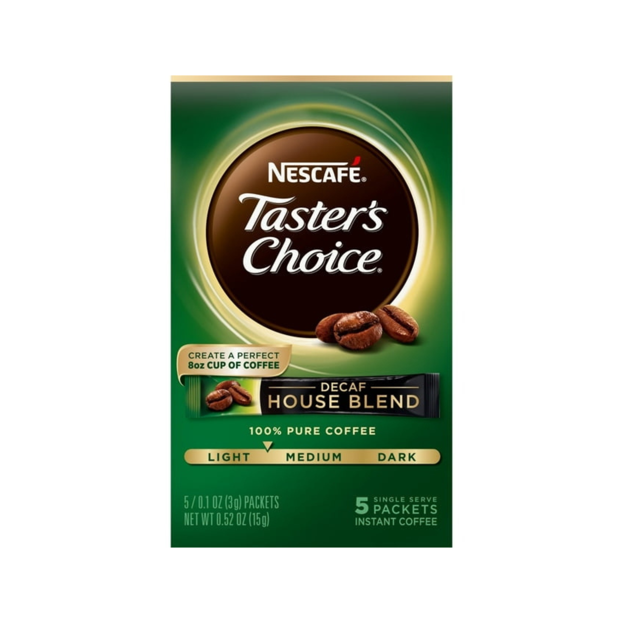 Nescafe Tasters Choice Decaf Instant Coffee, House Blend 0.52oz 5pk (9444993)