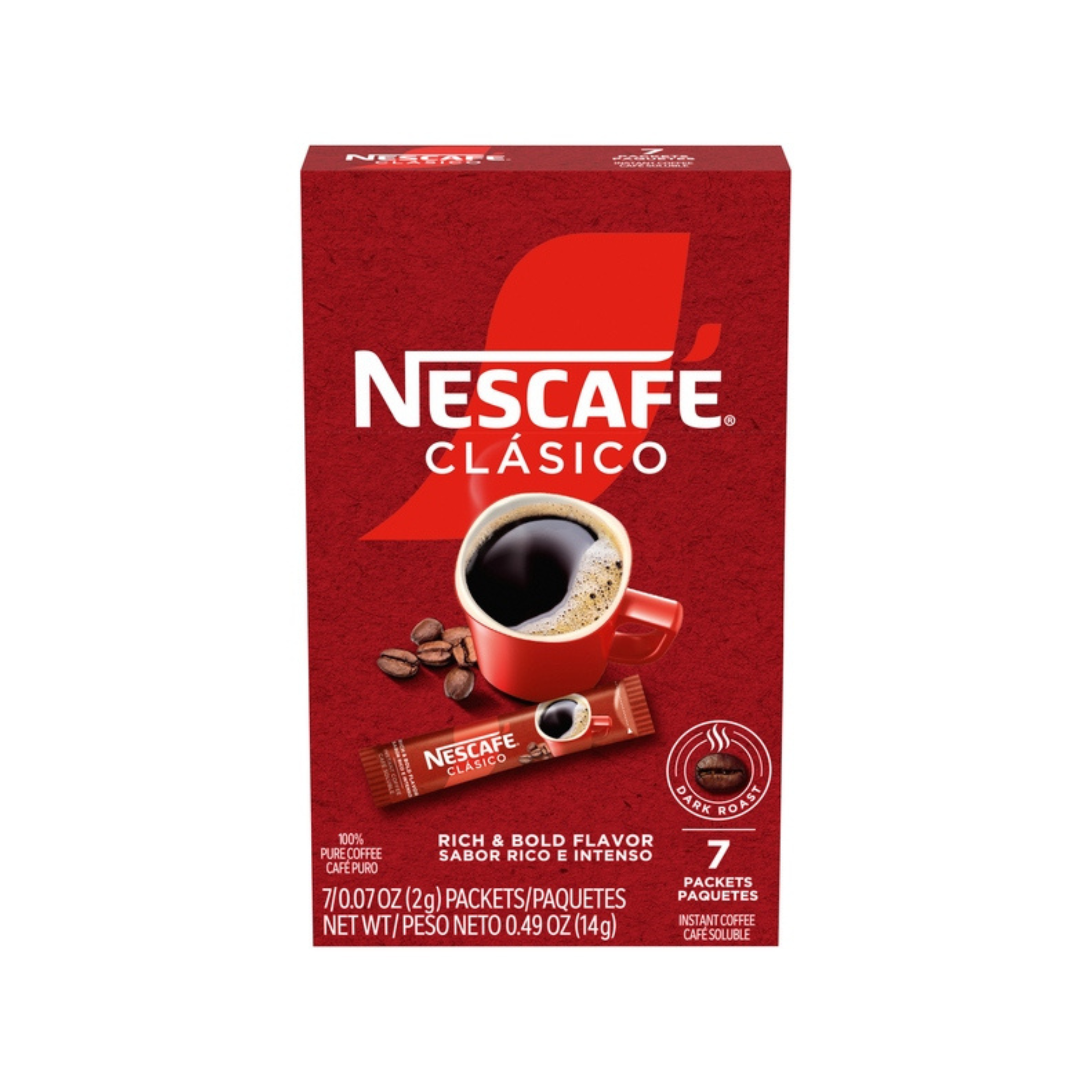 NESCAFE Clasico Dark Roast Instant Coffee 7 pack 0.49oz (9444994)