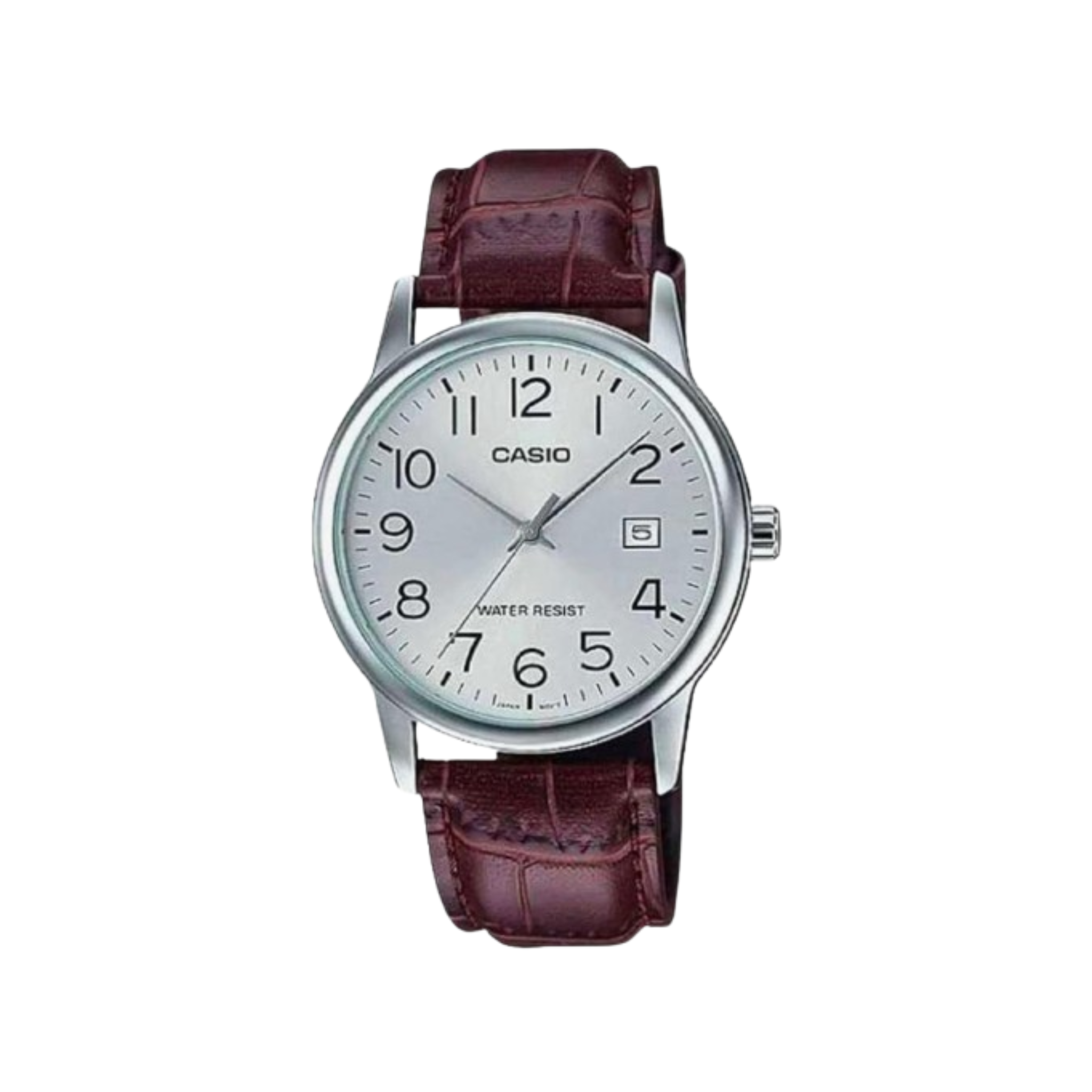 Casio Men's Leather Strap Watch w/Silver Dial (9700)