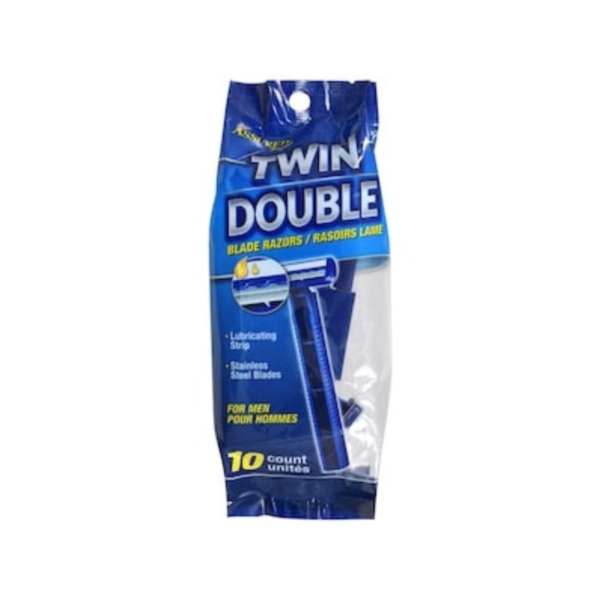 Assured Twin Blade Disposable Razors with Lubricating Strips 10pk (245202)