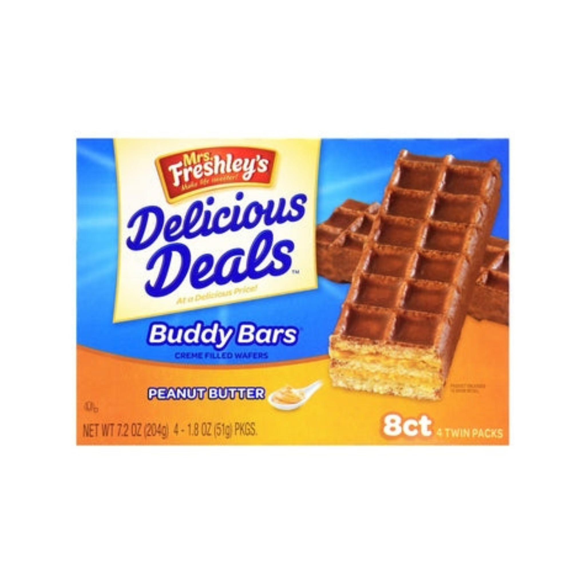 Mrs. Freshley's Buddy Bars Peanut Butter Wafers 7.2oz 6ct (241525)
