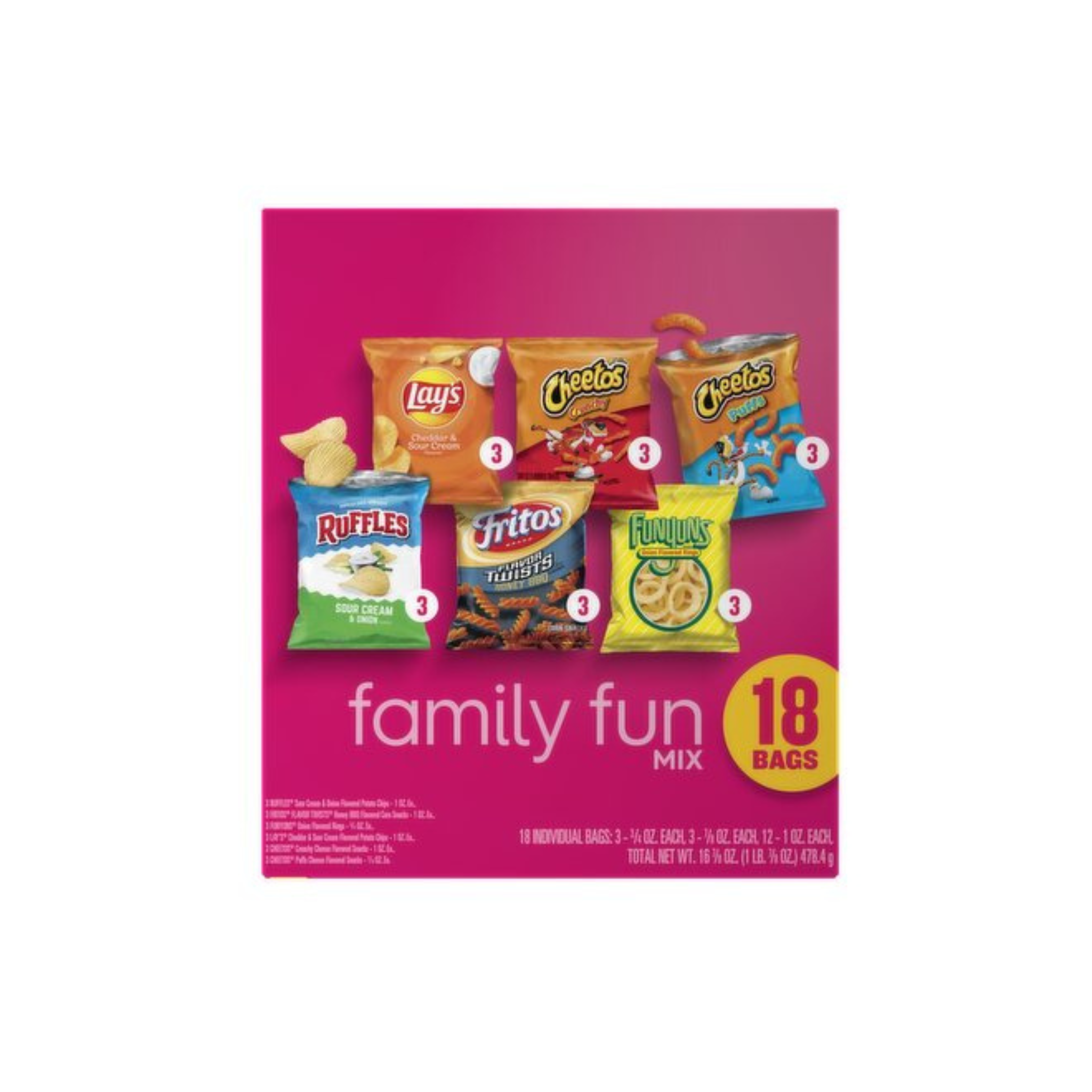Frito Lay Snacks Family Fun Mix 18 Pack 18oz (6009006)