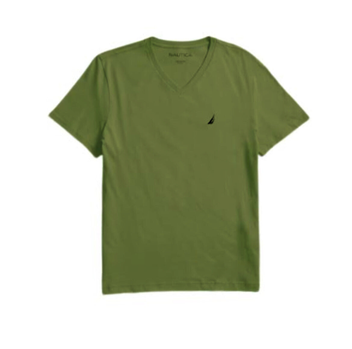 Nautica Solid V Neck T-Shirt Olive Green (232137108)