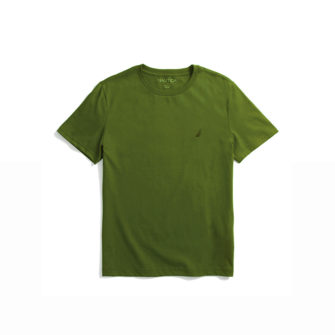 Nautica Solid Crew Neck T-Shirt Olive Green (232137107)