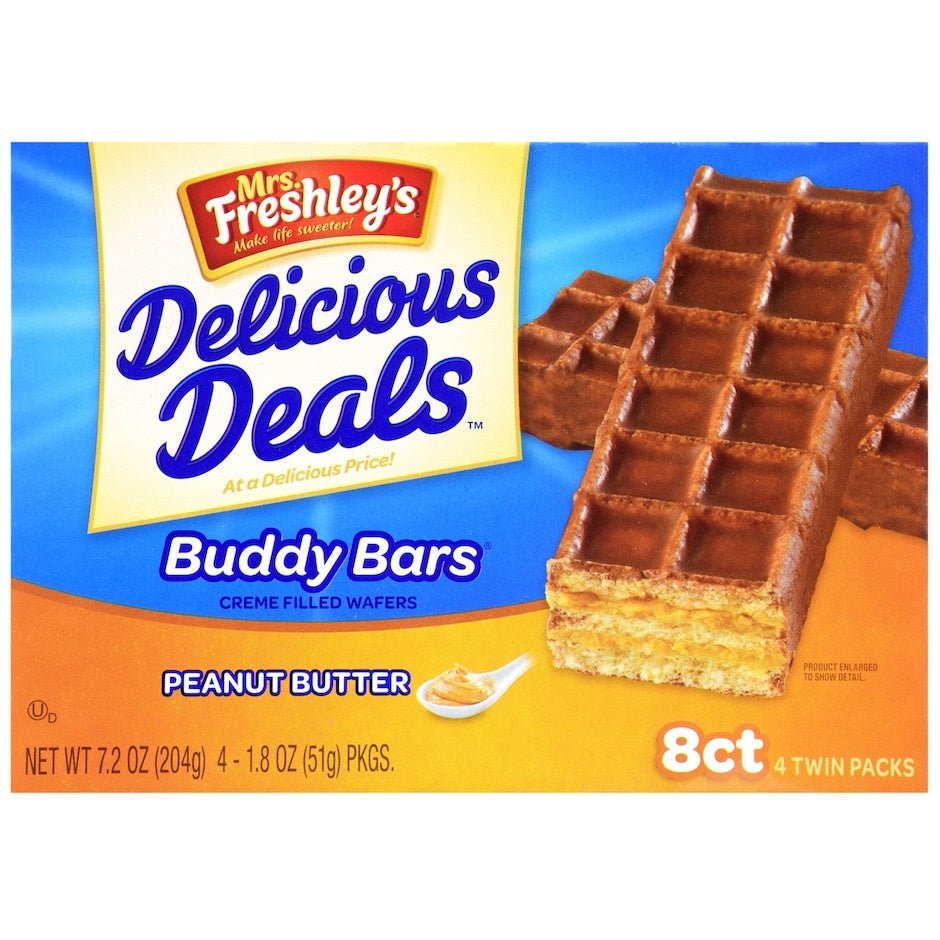 Mrs. Freshley's Buddy Bars Peanut Butter Wafers 7.2oz 6ct (241525)