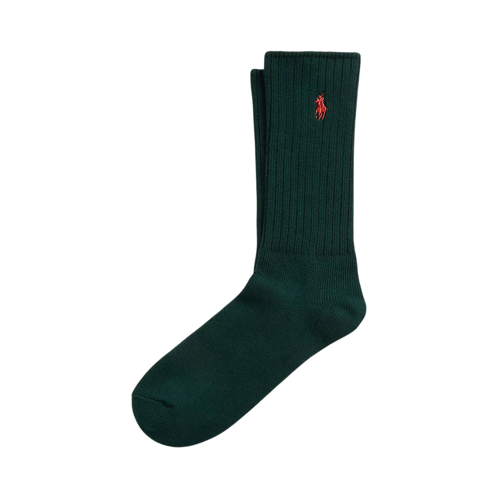 Polo Ralph Lauren Cotton-Blend Forest Green Crew Socks (0076372846)