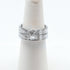 Silver Tone Engagement Ring & Wedding Band Set (1008S)