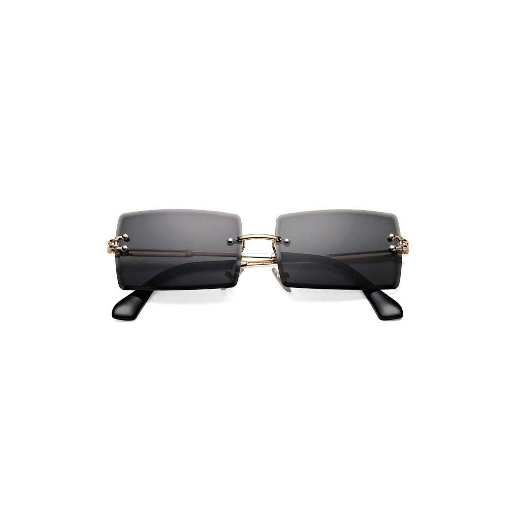Cartierre Black Rectangle Rimless Sunglasses (9009891)