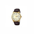 Casio Men's Gold Tone Brown Leather Watch with Gold Dial (9436)