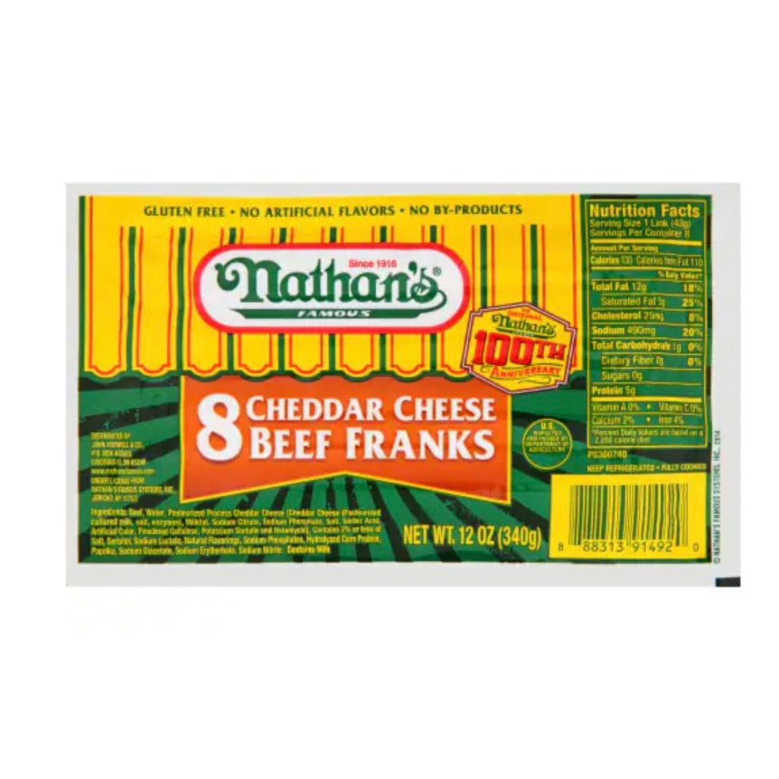 Nathan's Skinless Franks with Cheddar Cheese (S410017N)