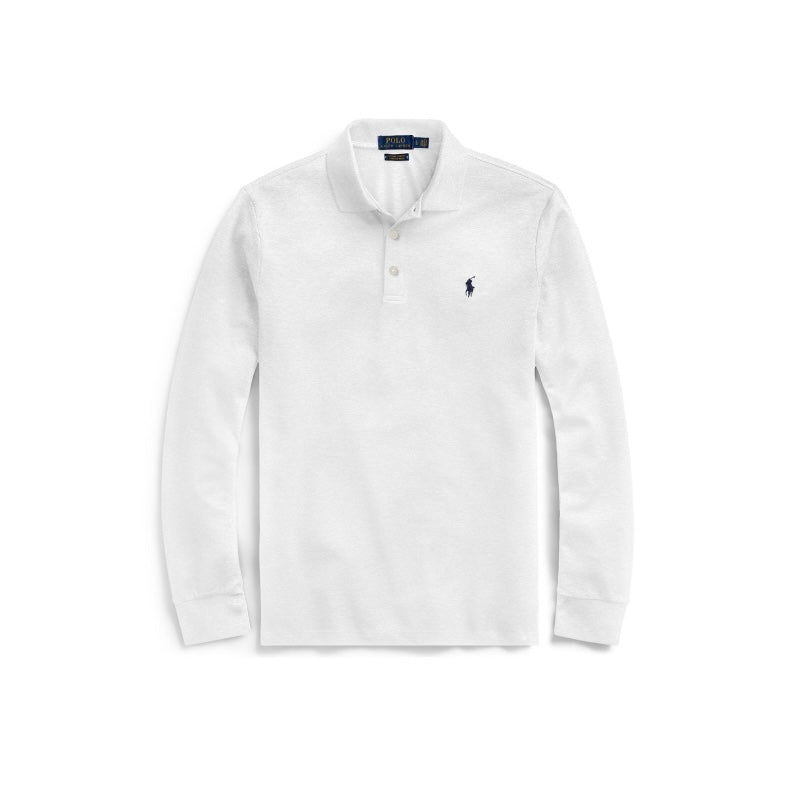 Polo Ralph Lauren Custom-Fit Mesh Long Sleeve Polo Shirt Clean White (943100)
